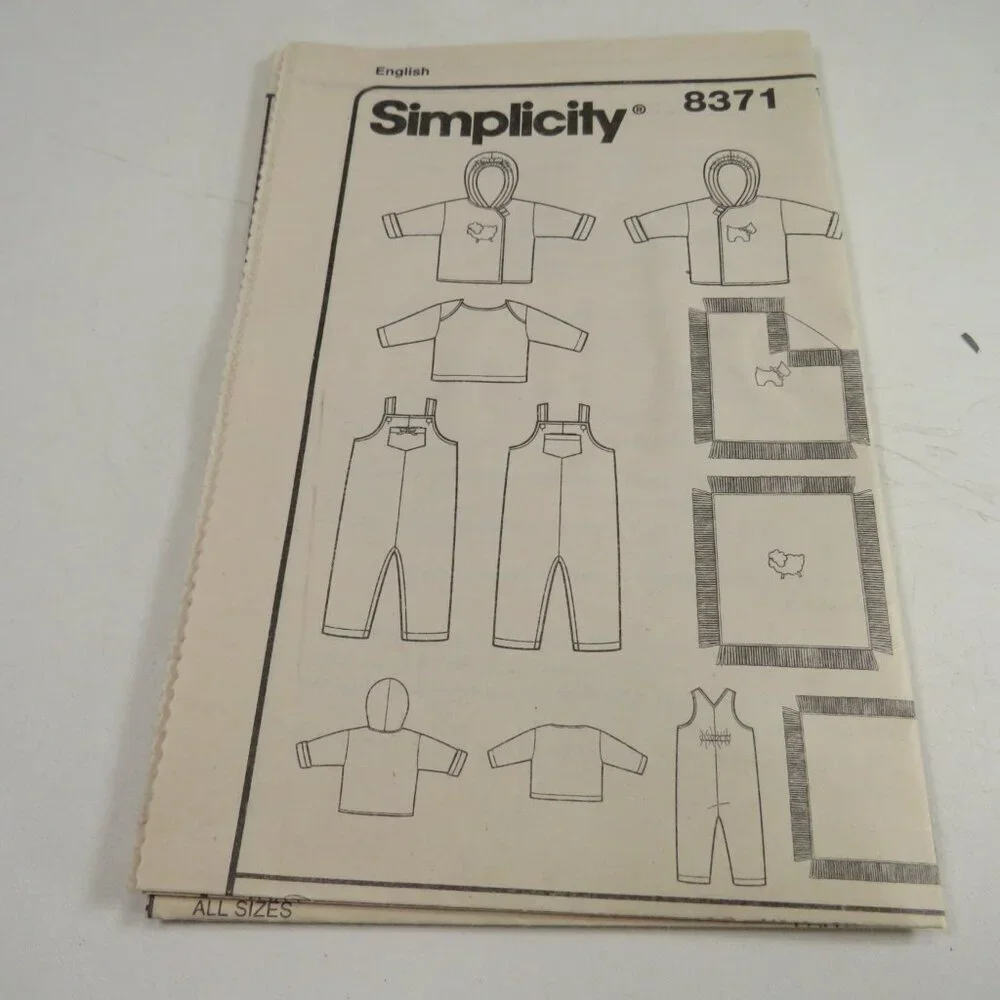 Simplicity 8371 Clothing Sewing Pattern NB- 18mts UNCUT Overalls, Jacket etc